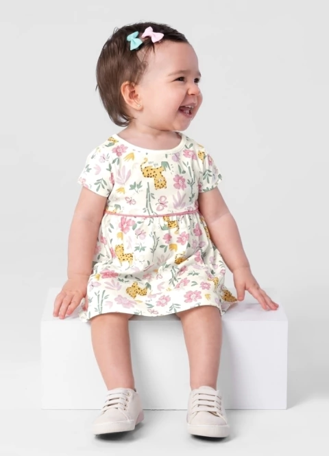Vestido Bebê menina estampado Brandili em Meia Malha