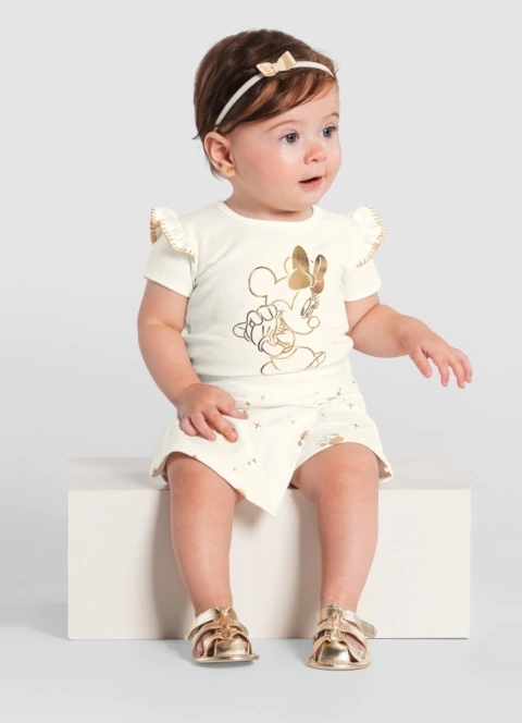 Conjunto de bebê menina para Ano Novo da Minnie MUNDI de Blusa e Shorts Saia em Cotton Disney ofical