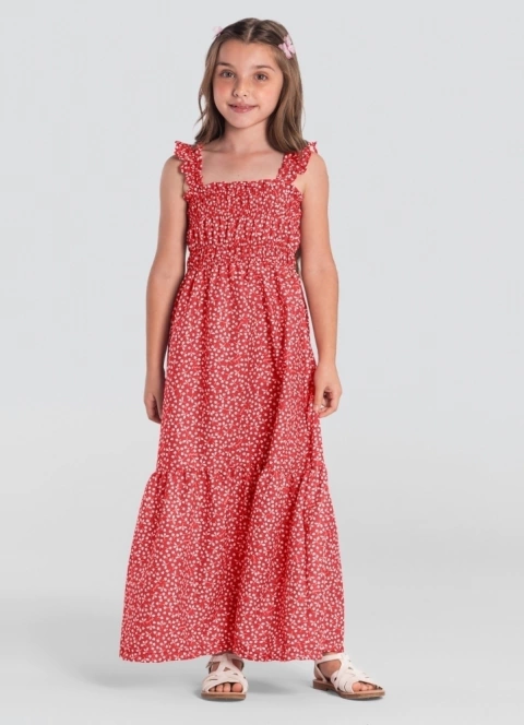 Vestido infantil longo Crepe Party MUNDI Brandili - tal mãe tal filha - Infantil