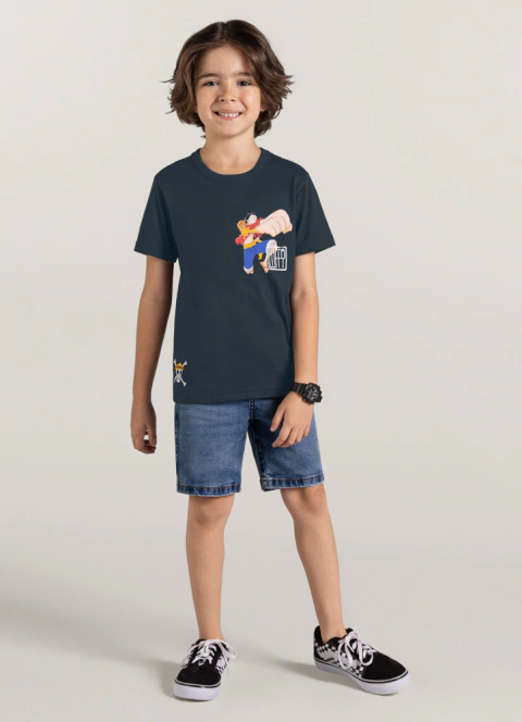 CAMISETA MEIA MALHA OnePiece estampa pequena