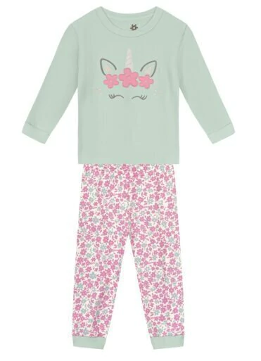 Pijama infantil menina Brandili quentinho Blusão e Calça Moletom flanelado de unicórnio- tamanho 8 e 10 anos