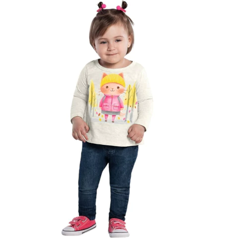 Camiseta de Gatinho Infantil Menina Kyly