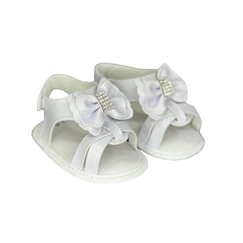 Sandália Papete de bebê menina com Laço e Strass