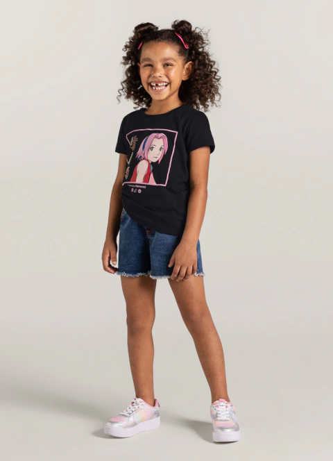 BLUSA MEIA MALHA NARUTO - SAKURA COM APLIQUES