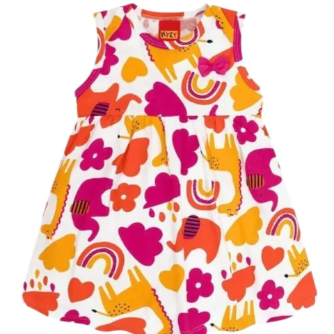Vestido KYLY de bebê Bichinhos- Pink Amarelo