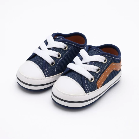 Tenis de bebe Starzinho listra (Jeans/Marrom) - sapatinho de bebê