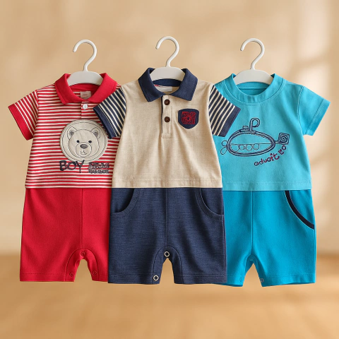 Kit macaquinho de bebê menino romper menino kit de 2 ou kit de 3 - comprar online
