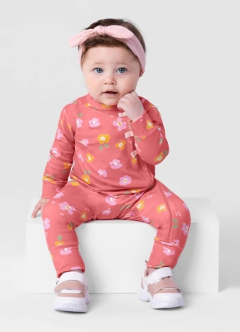 Macacão de bebê menina em Cotton Brandili