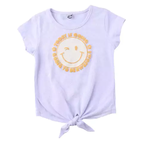 BLUSA INFANTIL MENINA BRANCA CROPPED COM ESTAMPA DE CARINHA FELIZ KOOKABU