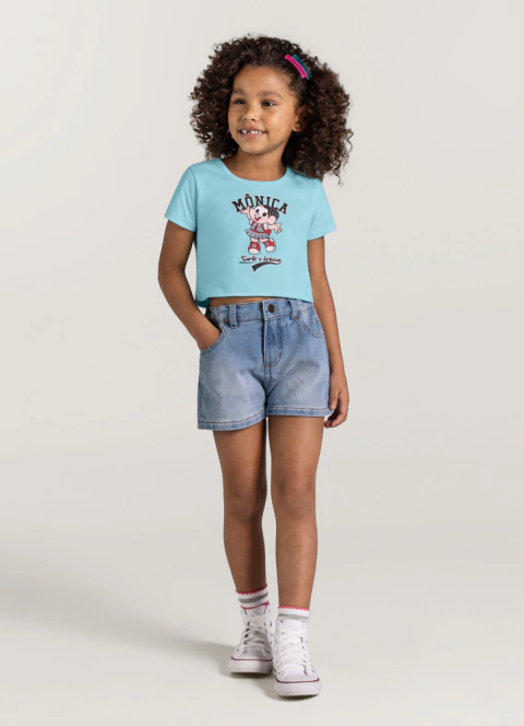 BLUSA CROPPED TURMA DA MÔNICA EM MEIA MALHA