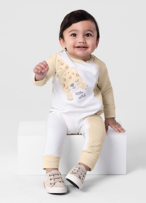 Macacão de bebê em Cotton aplique de gatinho Brandili