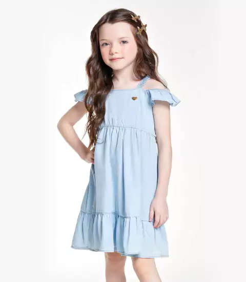 VESTIDO INFANTIL FEMININO SOLTINHO EM JEANS