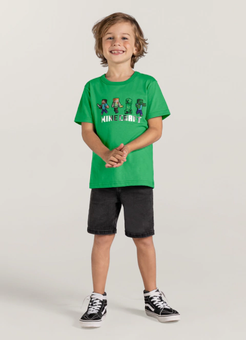 CAMISETA MEIA MALHA MINECRAFT com Lettering em destaque
