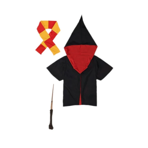 Fantasia Bruxo - capa + cachecol + varinha adulto