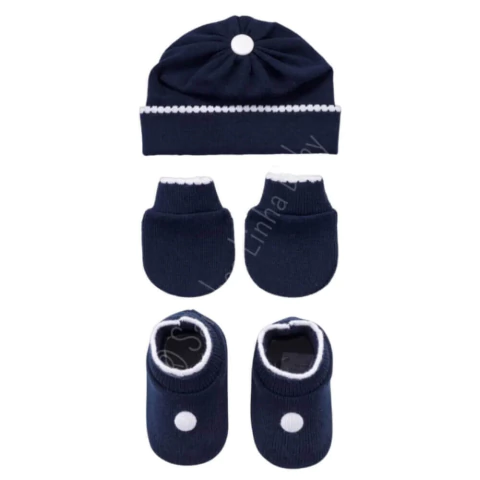 KIT ENXOVAL DE BEBÊ 3 PEÇAS - SANCHES EM TRICO SAPATINHO LUVA TOUCA - LUVINHA TOUQUINHA BEBÊ