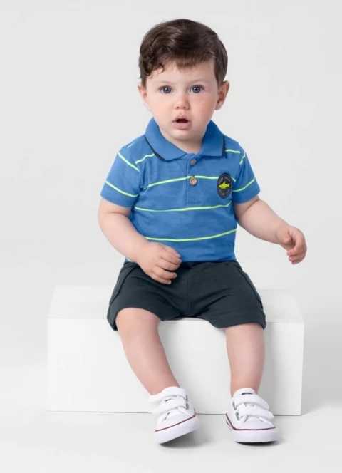 Conjunto Bebê menino de Polo e Bermuda Moletinho