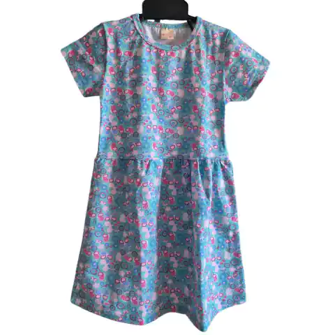 VESTIDO COLOR GIRL MANGA CURTA ESTAMPADO FRANZIDO