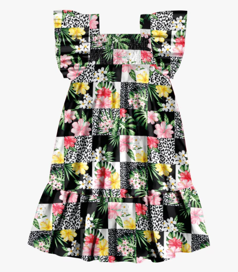 VESTIDO infantil Trick Nick estampado com babados