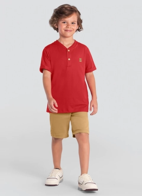 Camiseta Infantil Menino vermelho de natal MUNDI em Meia Malha Flamê