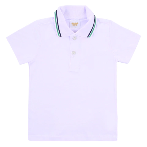 CAMISA POLO INFANTIL MENINO MANGA CURTA E GOLA LISTRADA