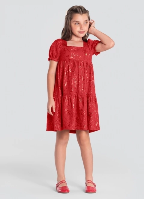 Vestido Cotton Mundi com detalhes dourado