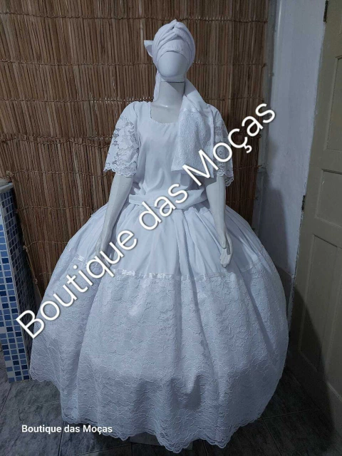 Conjunto 3 peças branco renda - comprar online