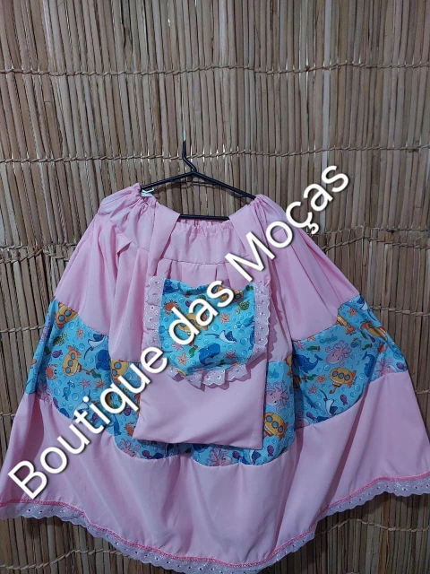 Saia e bolsinha Ere menina rosa fundo do mar - comprar online