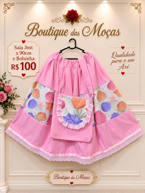 Saia e bolsinha Ere menina conchina