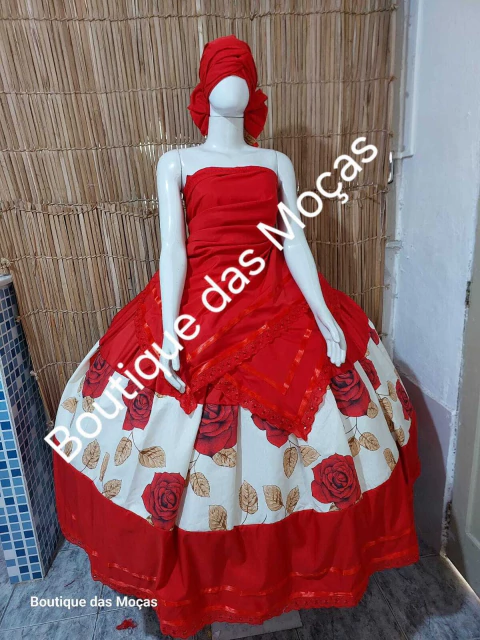 Conjunto 3 peças vermelho e estampada Oya - comprar online