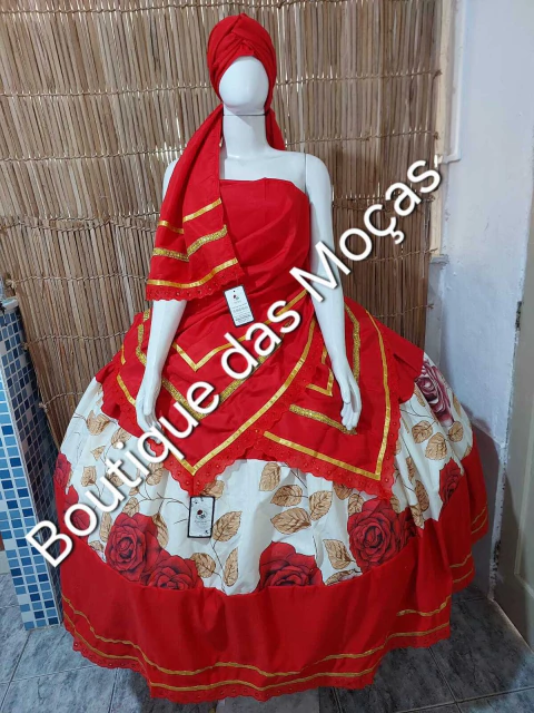 Conjunto 3 peças vermelho e estampada - comprar online