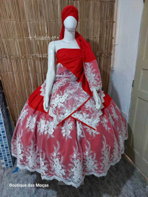 Kit 3 Peças Michele vermelho com branco. - comprar online