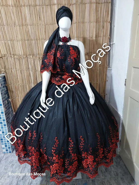 Conjunto Luxo 3 Peças Jupira preto com vermelho 2 - comprar online