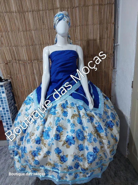 Conjunto 3 peças estampa azul umbanda e candomblé - comprar online