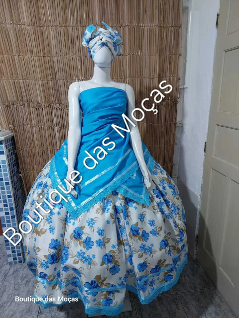 Conjunto 3 peças estampa azul umbanda e candomblé 2 - comprar online