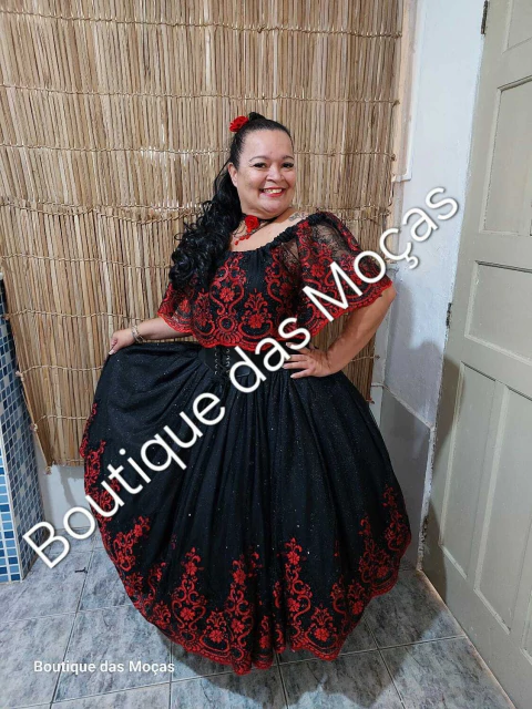 Conjunto Luxo 3 peças 7 Encruzilhada , Maria Padilha preto com vermelho 2 - comprar online