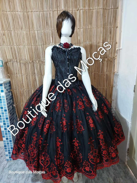 Saia preta luxo preta e vermelho - comprar online