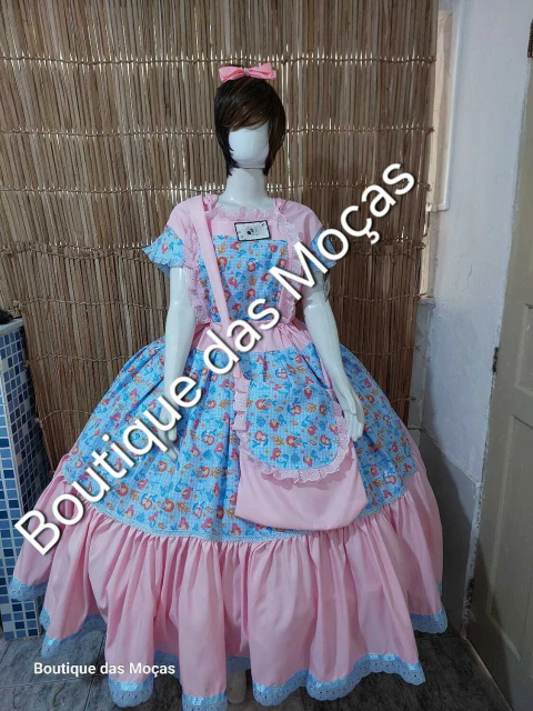 Jardineira 3 peças Sereia azul com rosa - comprar online