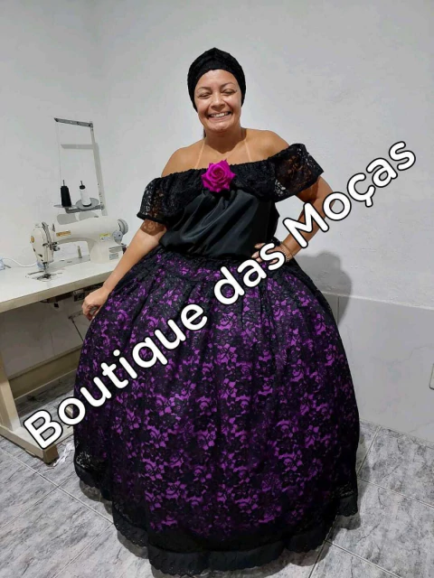 Conjunto Pomba Gira Cintia preto e roxa. - comprar online