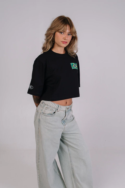 Cropped Oversized Preto | Brasil