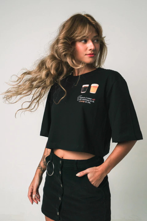 Cropped Oversized Preto | Copo Americano