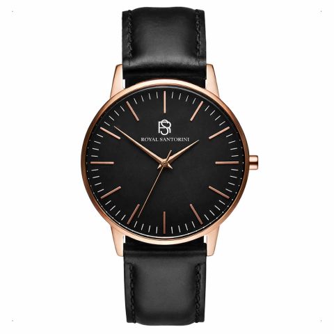 Relógio Minimalista Royal Santorini Clássico Masculino 40mm Pulseira de Couro