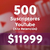 Paquete de 500 Suscriptores para YouTube - Crecimiento Progresivo - comprar online