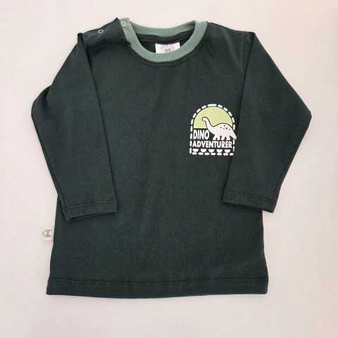 Remera algodón verde inglés con estampa dino - comprar online