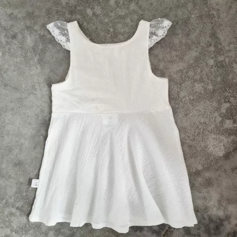 Vestido gasa de algodon y plumeti con puntilla - comprar online