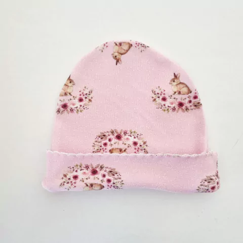 Gorro interlock conejo rosa