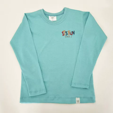 Remera algodon turquesa bordado ML - comprar online