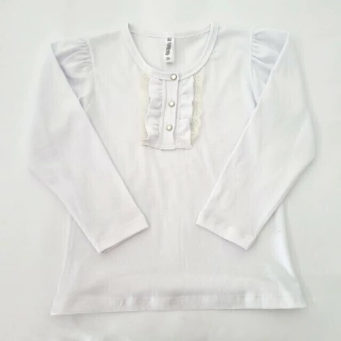 Remera blanca con cartera y volados ML