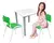Jogo de Mesa Infantil Com 2 Cadeiras Escolar Creche Atividades Verde