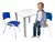 Jogo de Mesa Infantil Com 2 Cadeiras Escolar Creche Atividades Azul