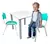 Jogo de Mesa Infantil Com 2 Cadeiras Escolar Creche Atividades Azul Celeste